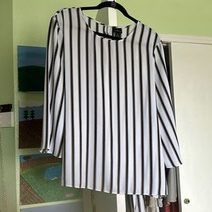 Black White Striped Business Blouse